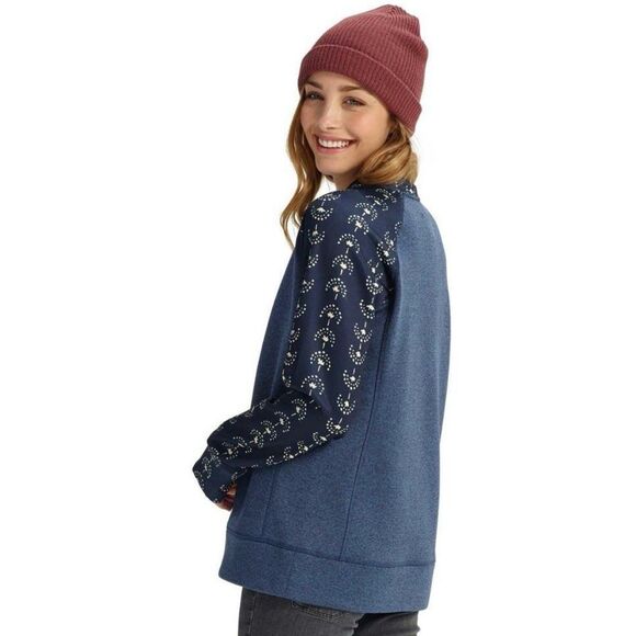 Burton Navy Blue Patterned Quartz Crewneck Fleece Sweatshirt - Picture 3 of 12